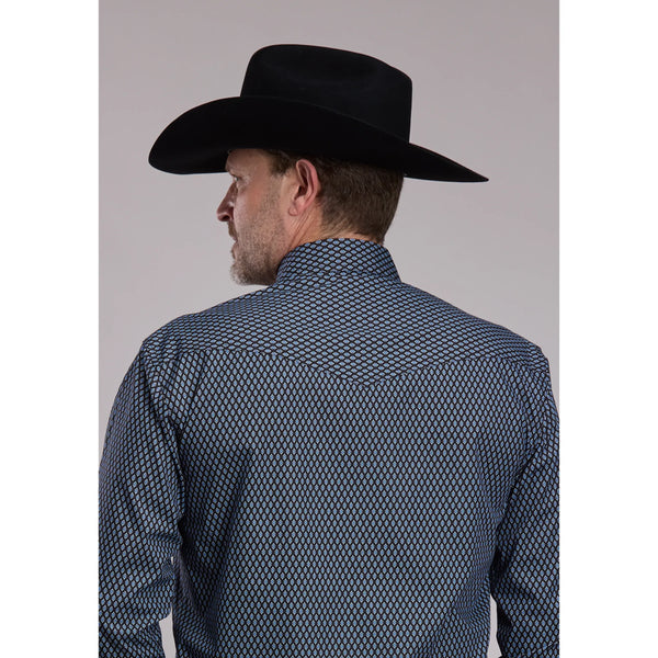 Men's Roper Blue Diamond Geo Western Snap Shirt
