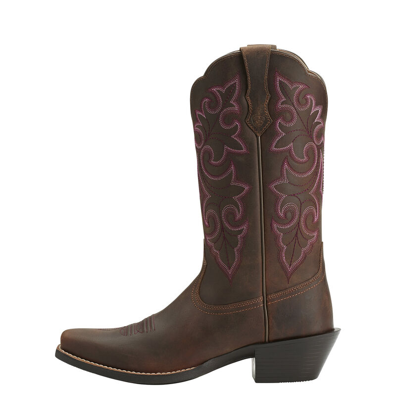 Ariat Women's Round Up Square Toe Western Boot- Powder Brown