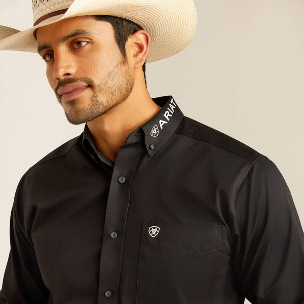Ariat® Men's Team Logo Black Mexico Fitted Long Sleeve Shirt