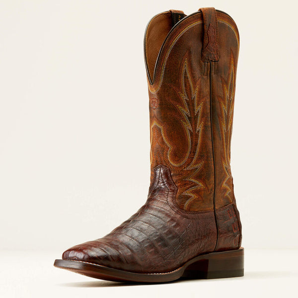 Mens Ariat Gunslinger Western Boot - Dark Amber Caiman Belly/Hotfire Rust