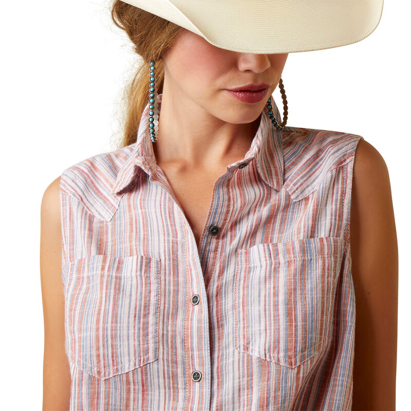 Ariat Women's REAL Billie Jean Sleeveless Shirt - Slub Stripe