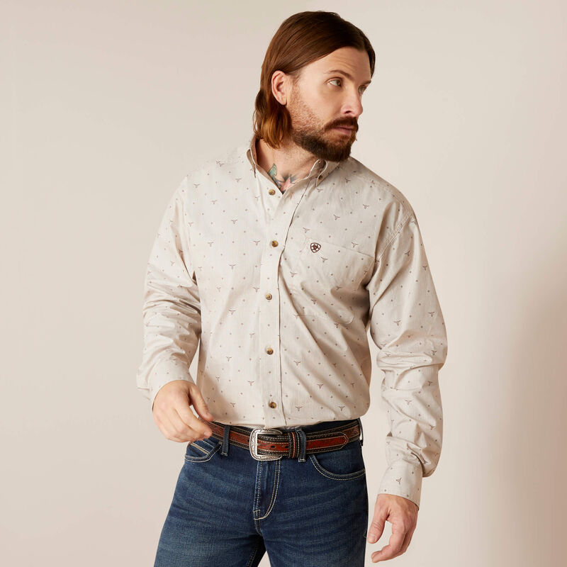 Men's Ariat Beau Classic Fit Long Sleeve Shirt- Sandshell