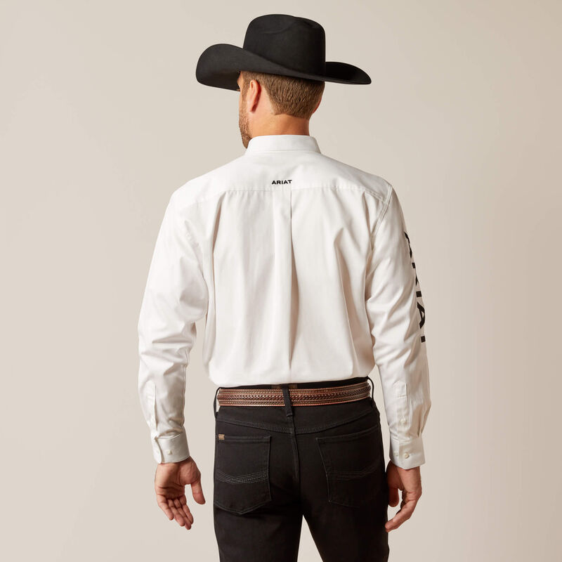 Men's Ariat Team Logo Twill Classic Fit Shirt-White/Black