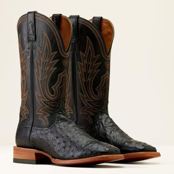Mens Ariat Showboat Cowboy Boot - Black Full Quill/Ancient Black