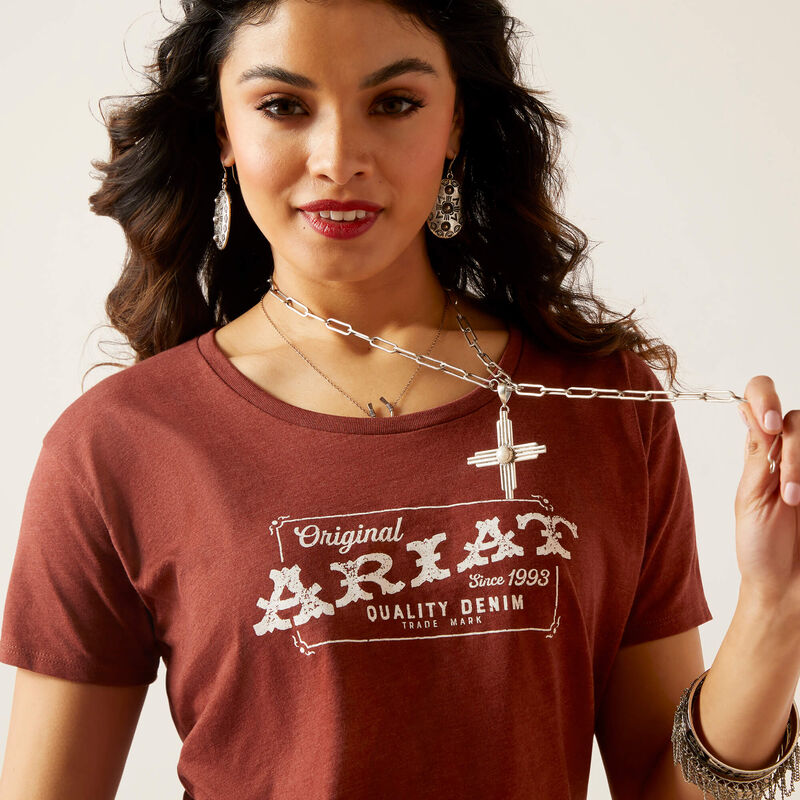 Women's Ariat Denim Label T-Shirt - Rust Heather