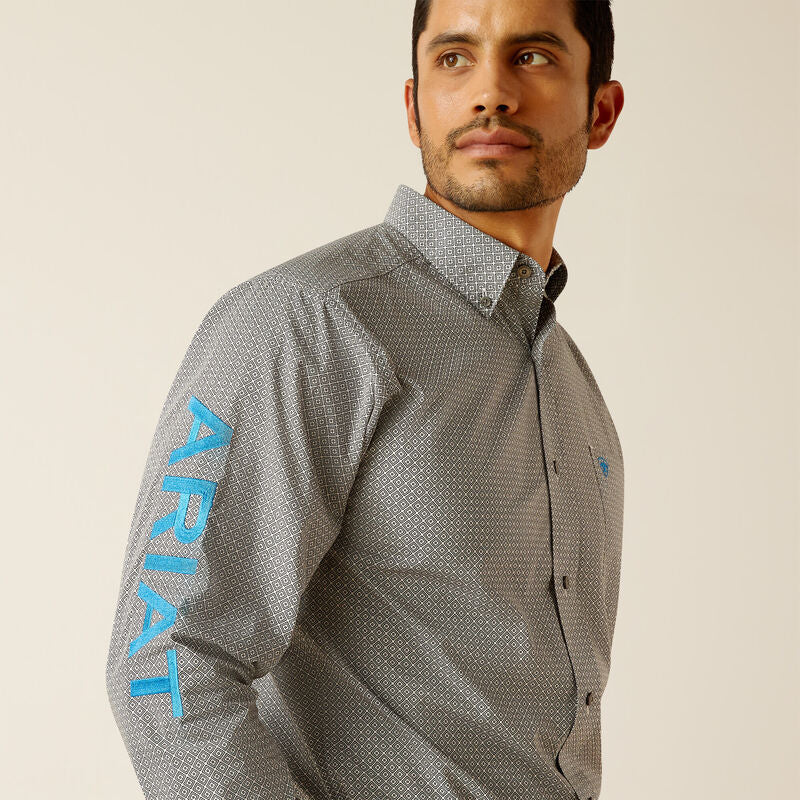 Men's Ariat Team Gareth Fitted Long Sleeve Shirt - Beige