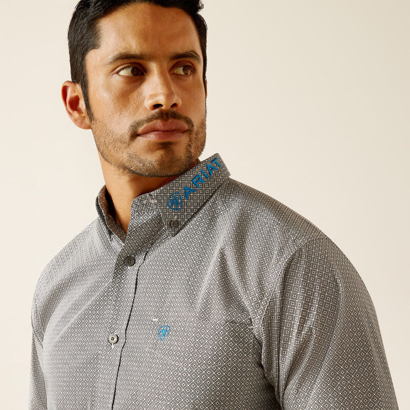 Men's Ariat Team Gareth Fitted Long Sleeve Shirt - Beige