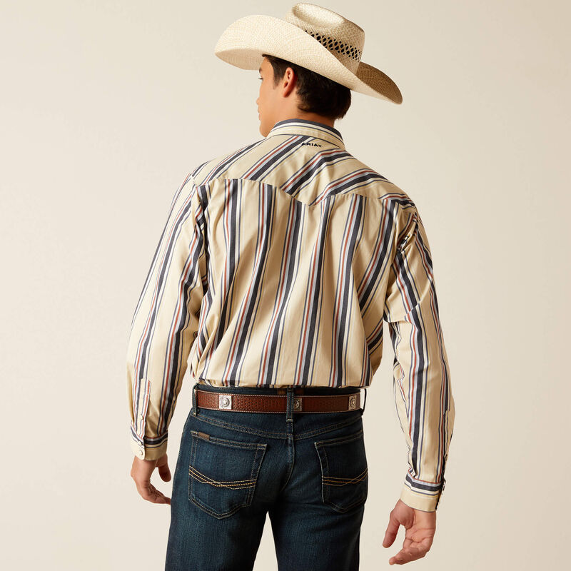 Men's Ariat Phillip Snap Classic Fit Long Sleeve Shirt- Beige