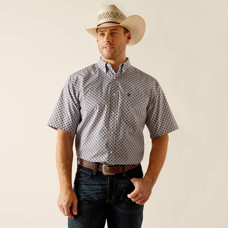 Men's Ariat Denver Classic Fit Short Sleeve Shirt - Blue