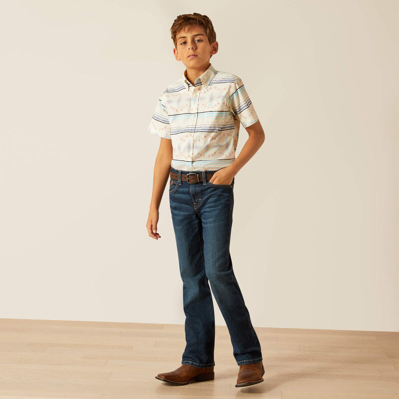 Boy's Ariat Koda Classic Fit Short Sleeve  in Sandshell