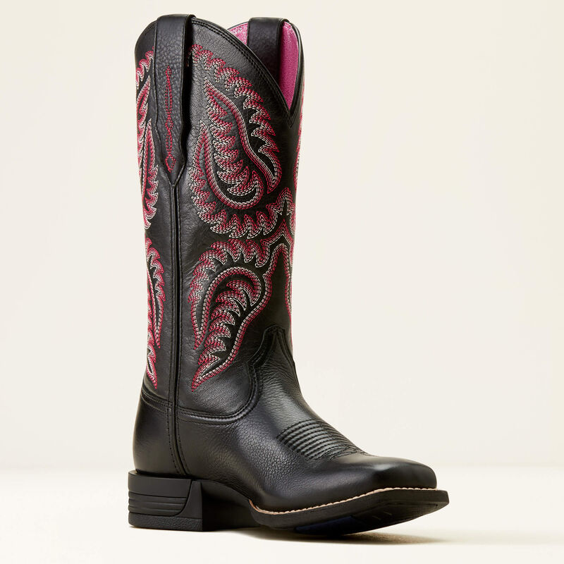 Ariat Women's Cattle Caite Stretchfit Western Boot - Black Deertan/Madison Avenue