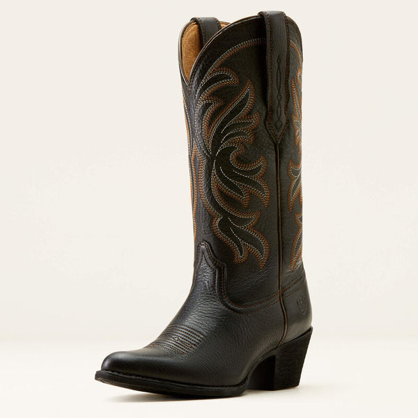 Ariat Women's Heritage J Toe Stretchfit Western Boot - Black Deertan
