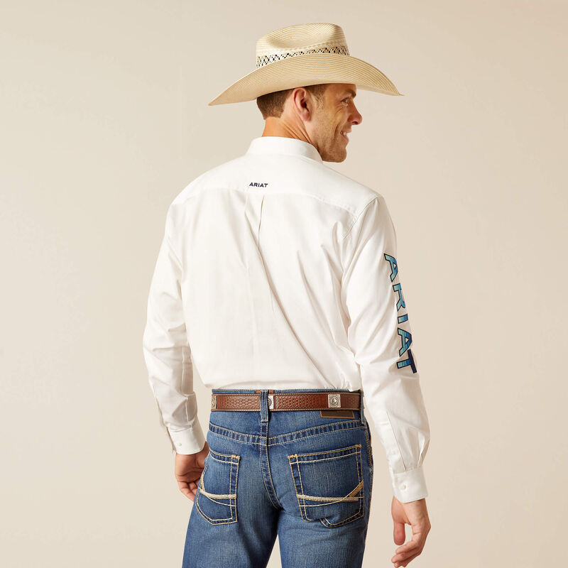 Men's Ariat Team Logo Twill Classic Fit Shirt - White – CWesternwear