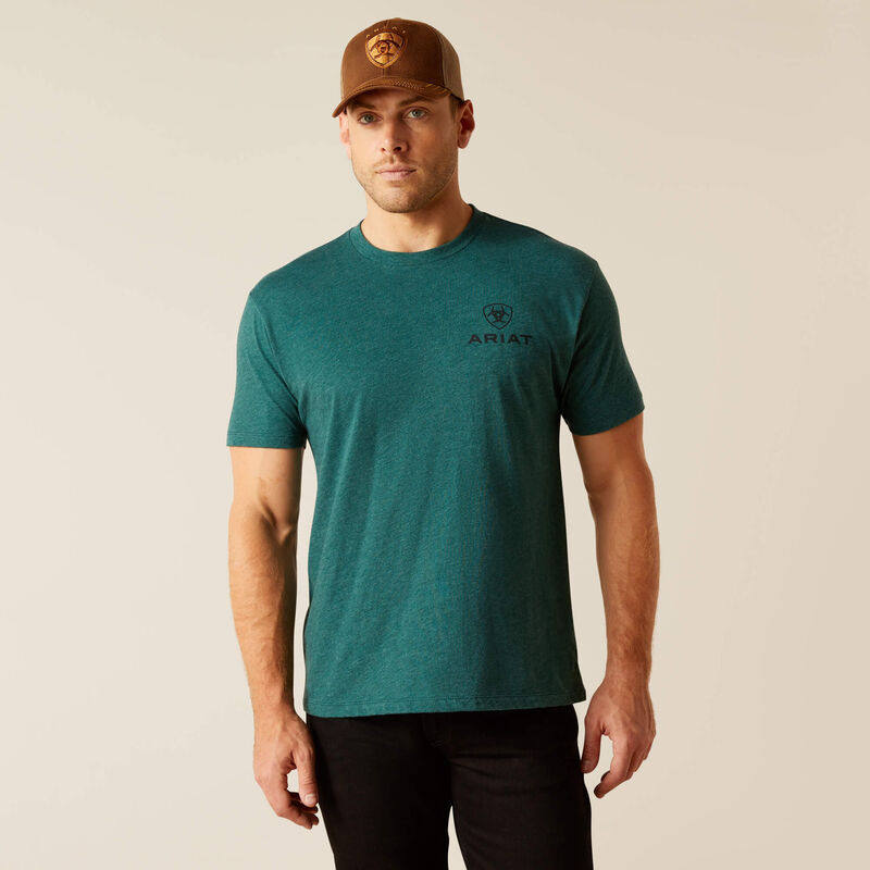 Men's Ariat Abilene Shield T-shirt -Dark Teal Heather