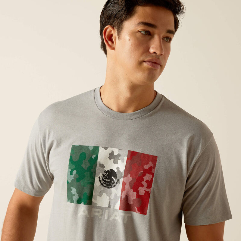 Men's Ariat Mexico Camo Flag T-shirt -Stone Heather