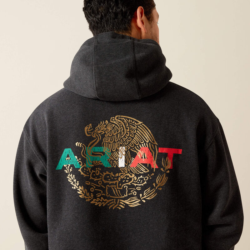 Ariat Men's Mexico Flag Lockup Hoodie - Black Heather