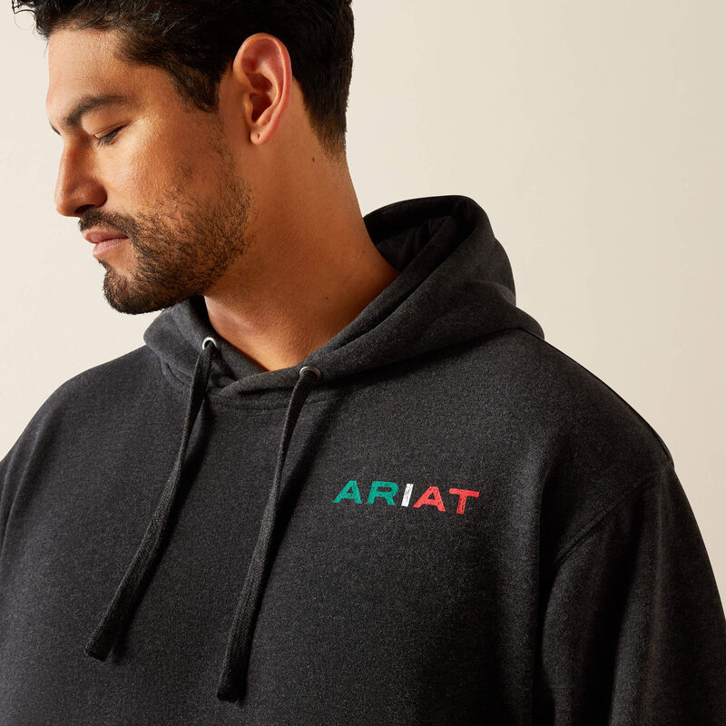 Ariat Men's Mexico Flag Lockup Hoodie - Black Heather