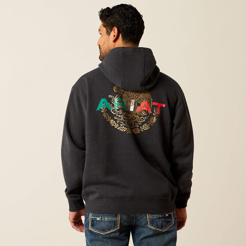 Ariat Men's Mexico Flag Lockup Hoodie - Black Heather