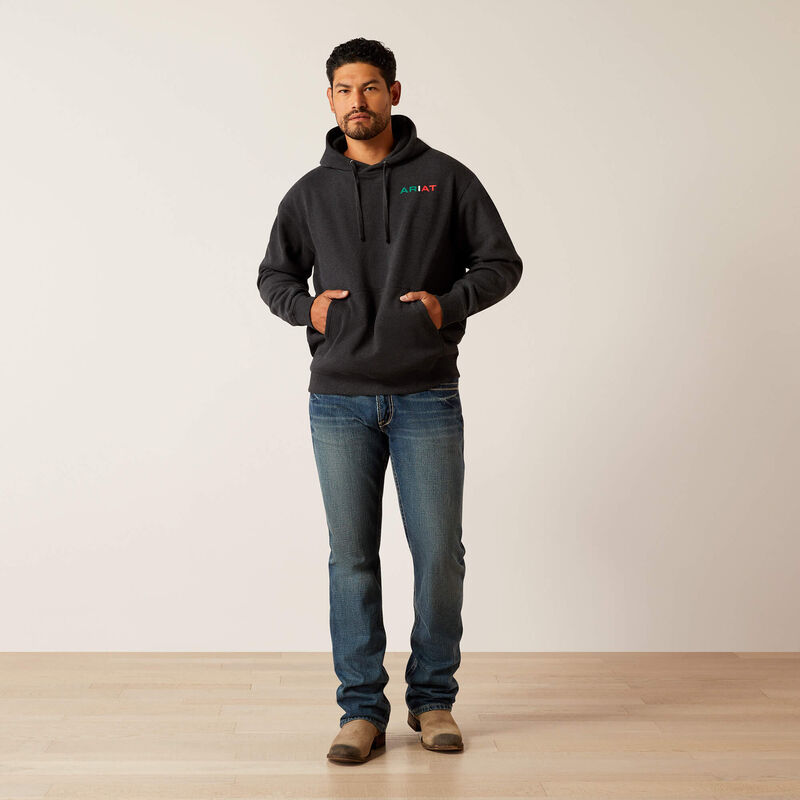 Ariat Men's Mexico Flag Lockup Hoodie - Black Heather