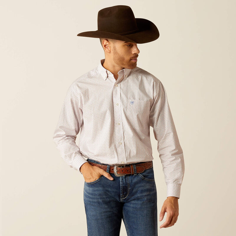 Men's Ariat Talbott Classic Fit Long Sleeve Shirt- White