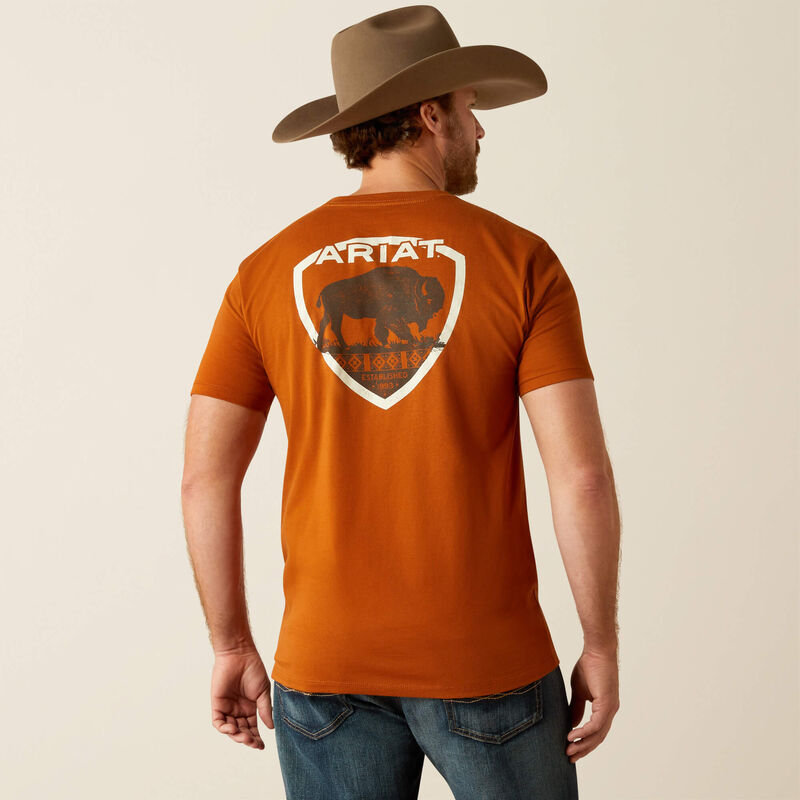 Men's Ariat Buffalo West T-Shirt - Burnt Umber