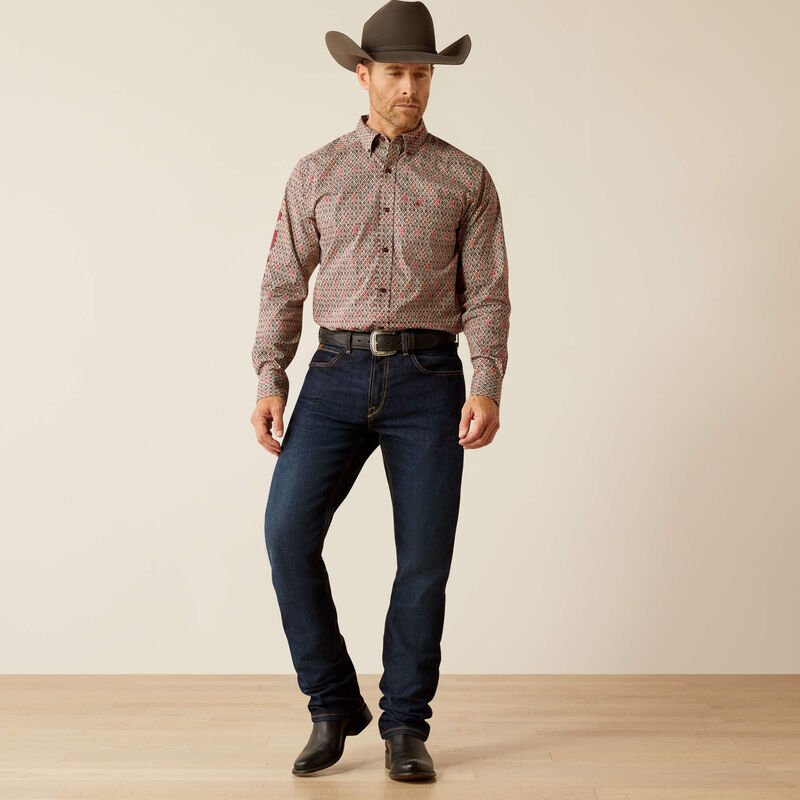 Men's Ariat Team Omega Fitted Shirt - Red/Burgandy