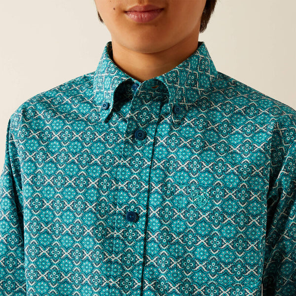 Boy's Ariat Jord Classic Fit Shirt - Blue