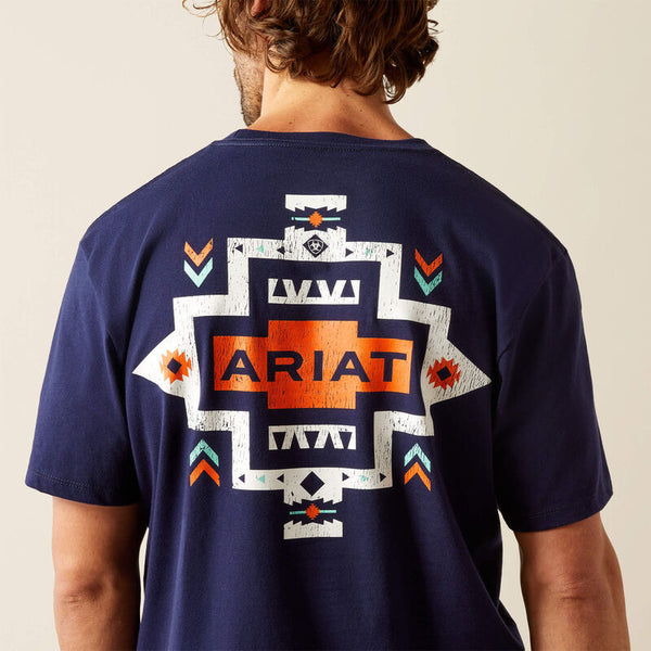 Men's Ariat Southwest Pocket T-Shirt-Classic Blue