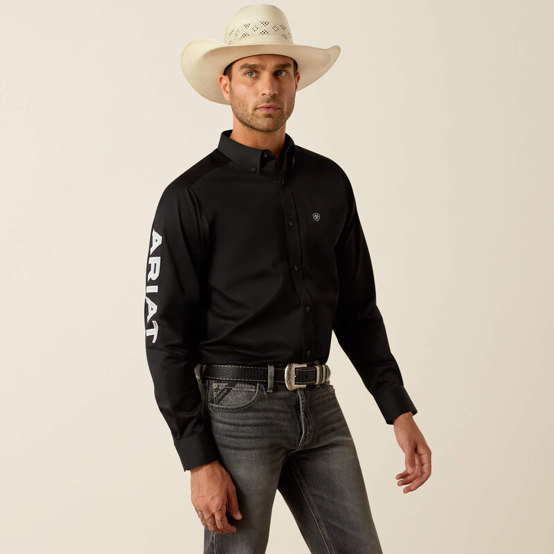 Men's Ariat Team Logo Twill Classic Fit Shirt - Black/Grey