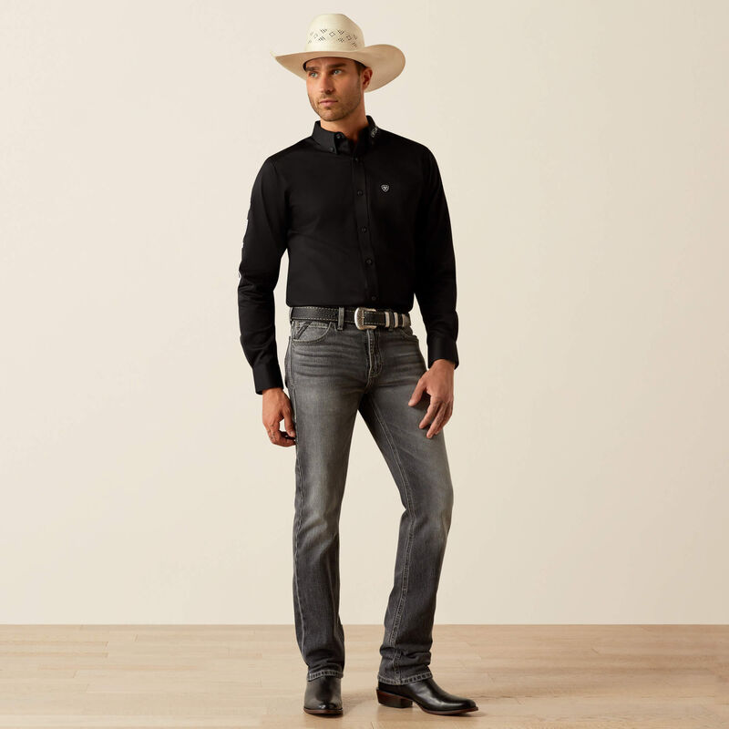 Men's Ariat Team Logo Twill Classic Fit Shirt - Black/Grey