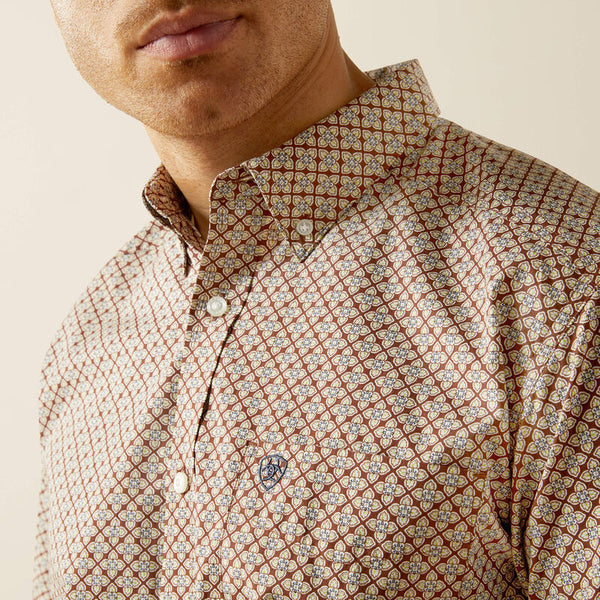 Men's Ariat Carmelo Short Sleeve Shirt - Brown