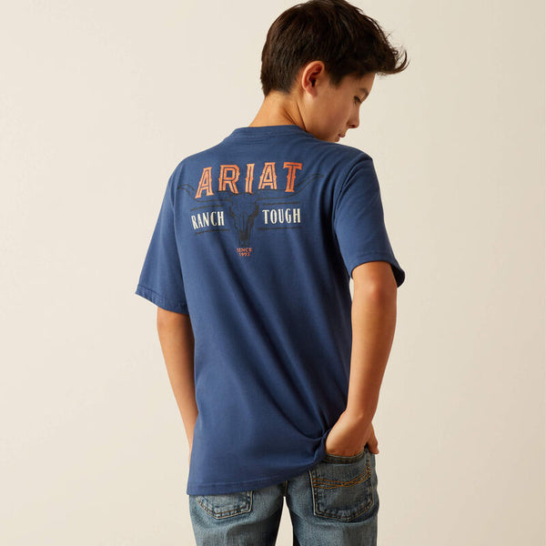 Boy's Ariat Ranch Tough T-Shirt-Dark Blue