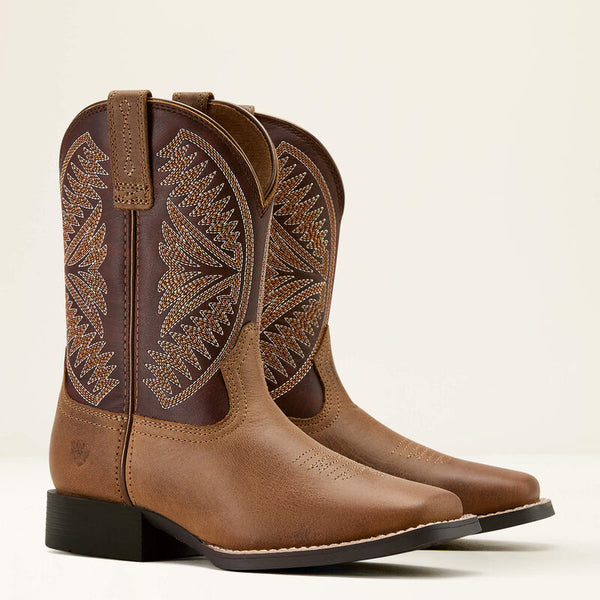 Kid's Ariat Ruidoso Western Boot-Pearl/Chocolate Brown