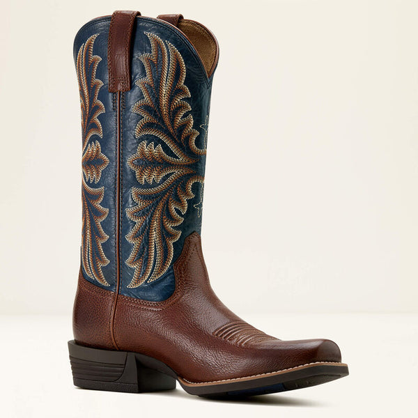 Men's Ariat Hustler Cowboy Boot-Beasty Brown/Pacific Blue