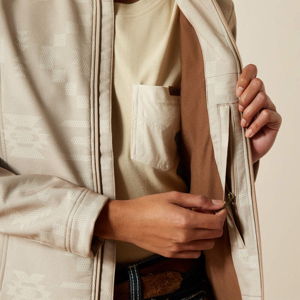 Ariat Women's Logo Softshell  Print Jacket-Southwest Cross Stitch