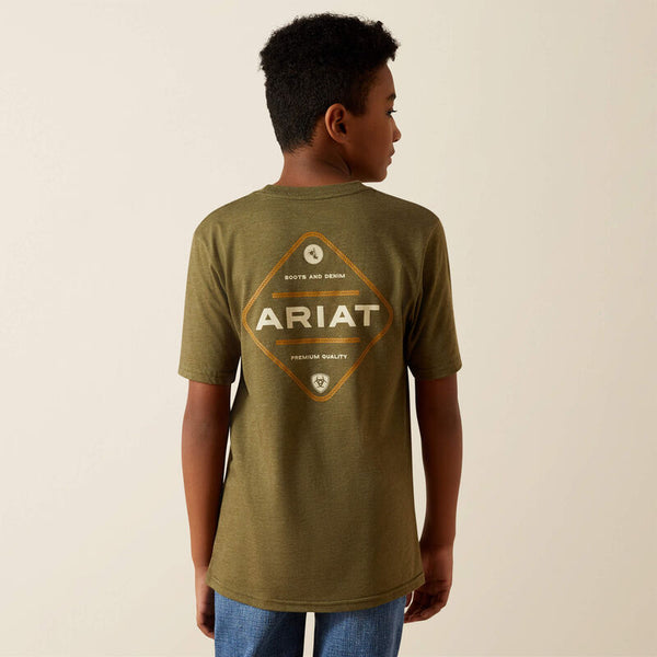 Boy's Ariat Roped Diamond T-shirt-Military Heather