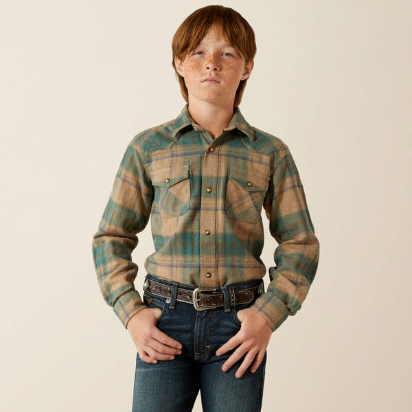 Boy's Ariat Huxlee Retro Classic Fit Shirt-Deep Teal