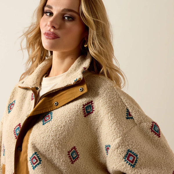Women's Ariat Sherpa Blocked Jacket-Southwest Embroidered Motif