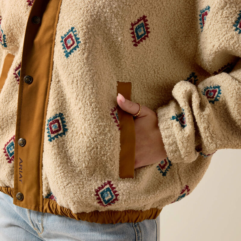 Women's Ariat Sherpa Blocked Jacket-Southwest Embroidered Motif