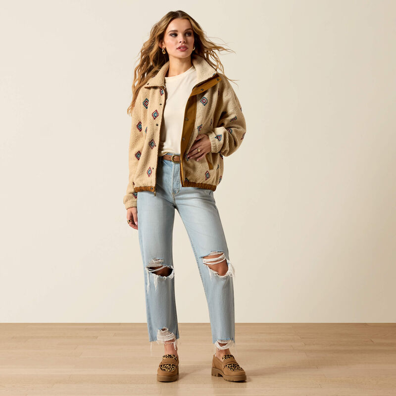 Women's Ariat Sherpa Blocked Jacket-Southwest Embroidered Motif