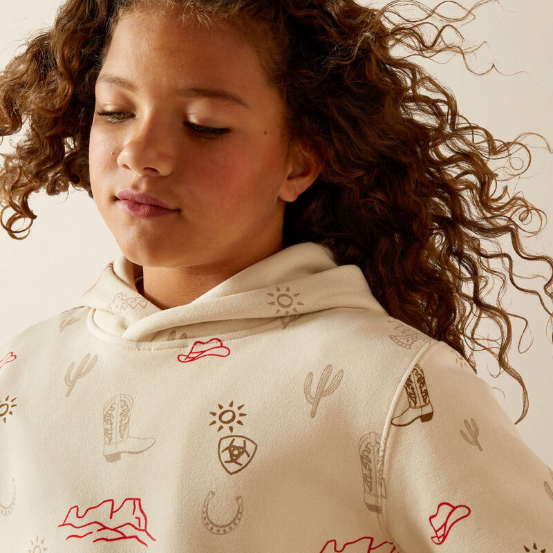 Girl's Ariat Western Stamps Hoodie-Layla Print