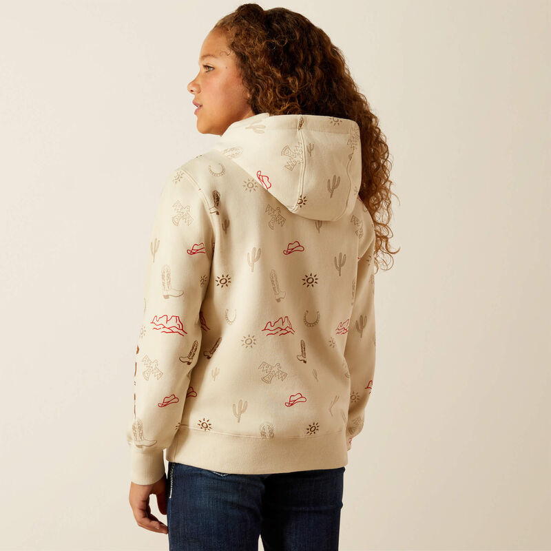 Girl's Ariat Western Stamps Hoodie-Layla Print