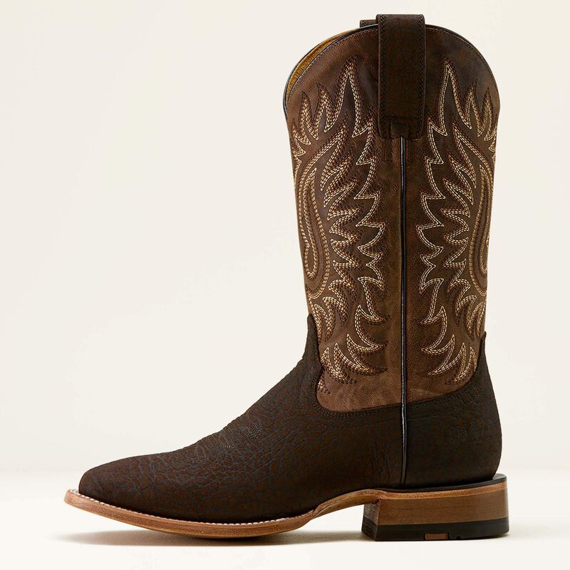 Men's Ariat Western Gold Point Wide Square Toe Cowboy Boot-Chocolate Bison/Loco Brown