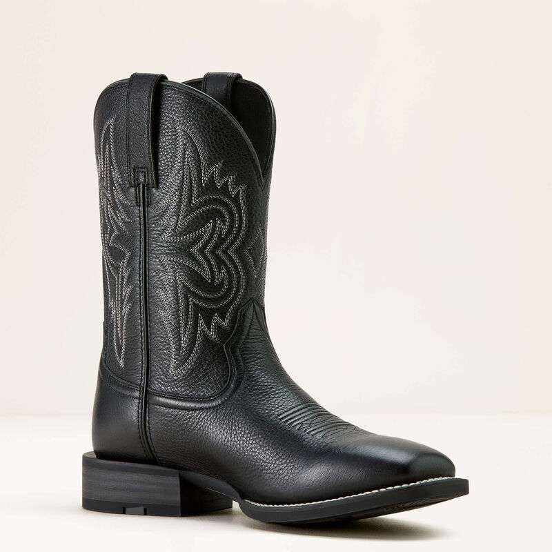Men's Ariat Western Big Rig Wide Square Toe Cowboy Boot-Black Deertan