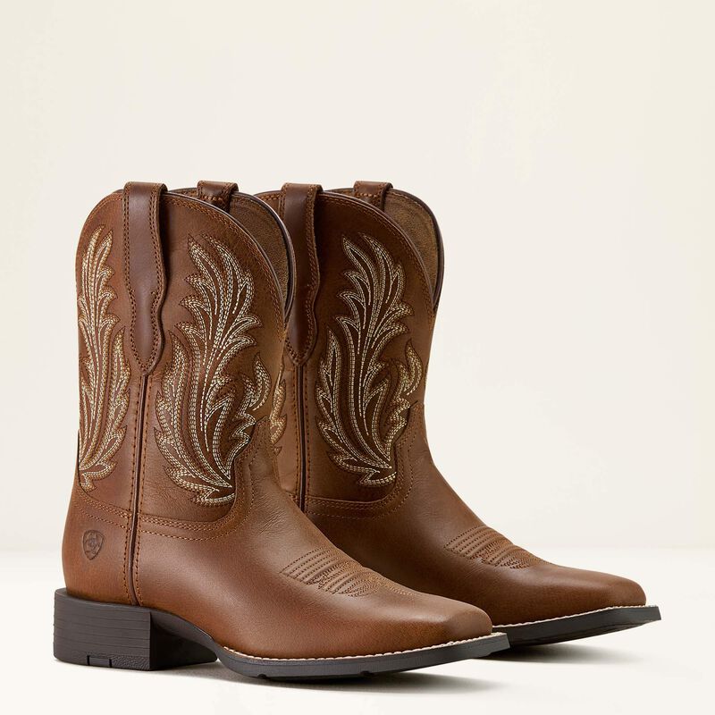 Ariat Women's Round Up Filly Wide Square Toe Western Boot-Sorrel Crunch