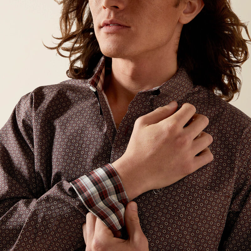 Men's Ariat Wrinkle Free Arthur Classic Fit Shirt-Brown