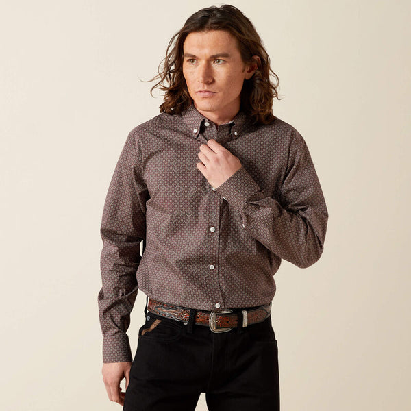 Men's Ariat Wrinkle Free Arthur Classic Fit Shirt-Brown