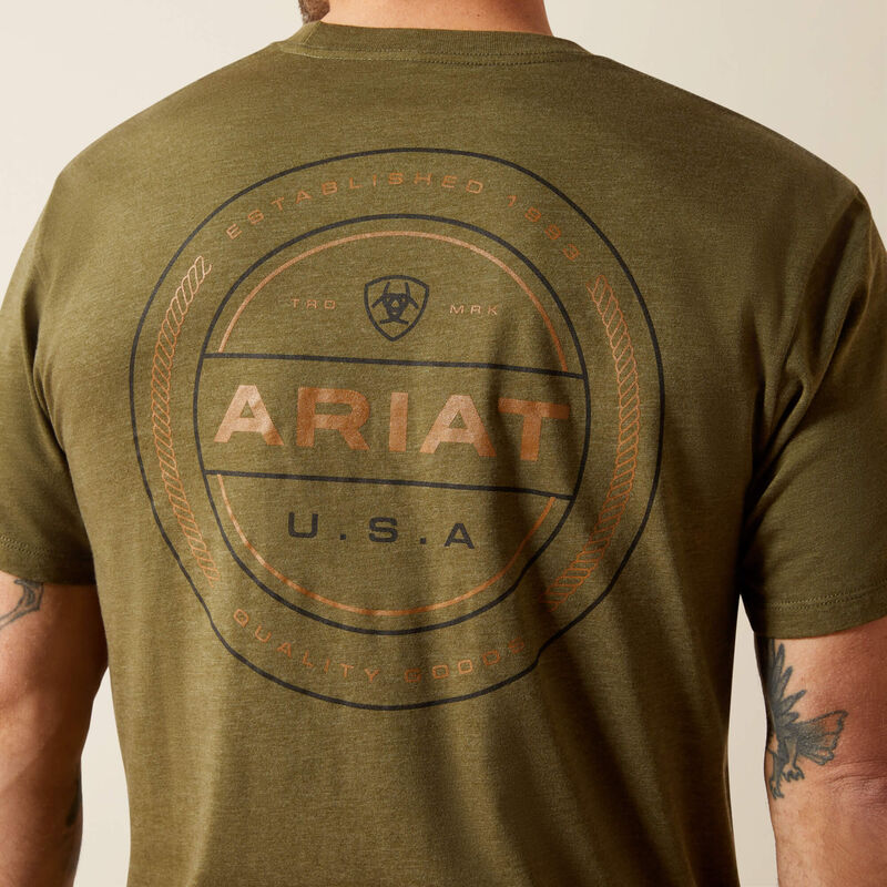 Men's Ariat Ropers Seal T-Shirt-Military Heather
