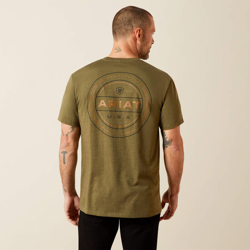 Men's Ariat Ropers Seal T-Shirt-Military Heather