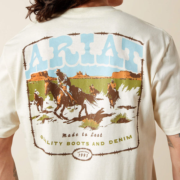 Men's Ariat Pulp Western T-Shirt-Turtledove Cream